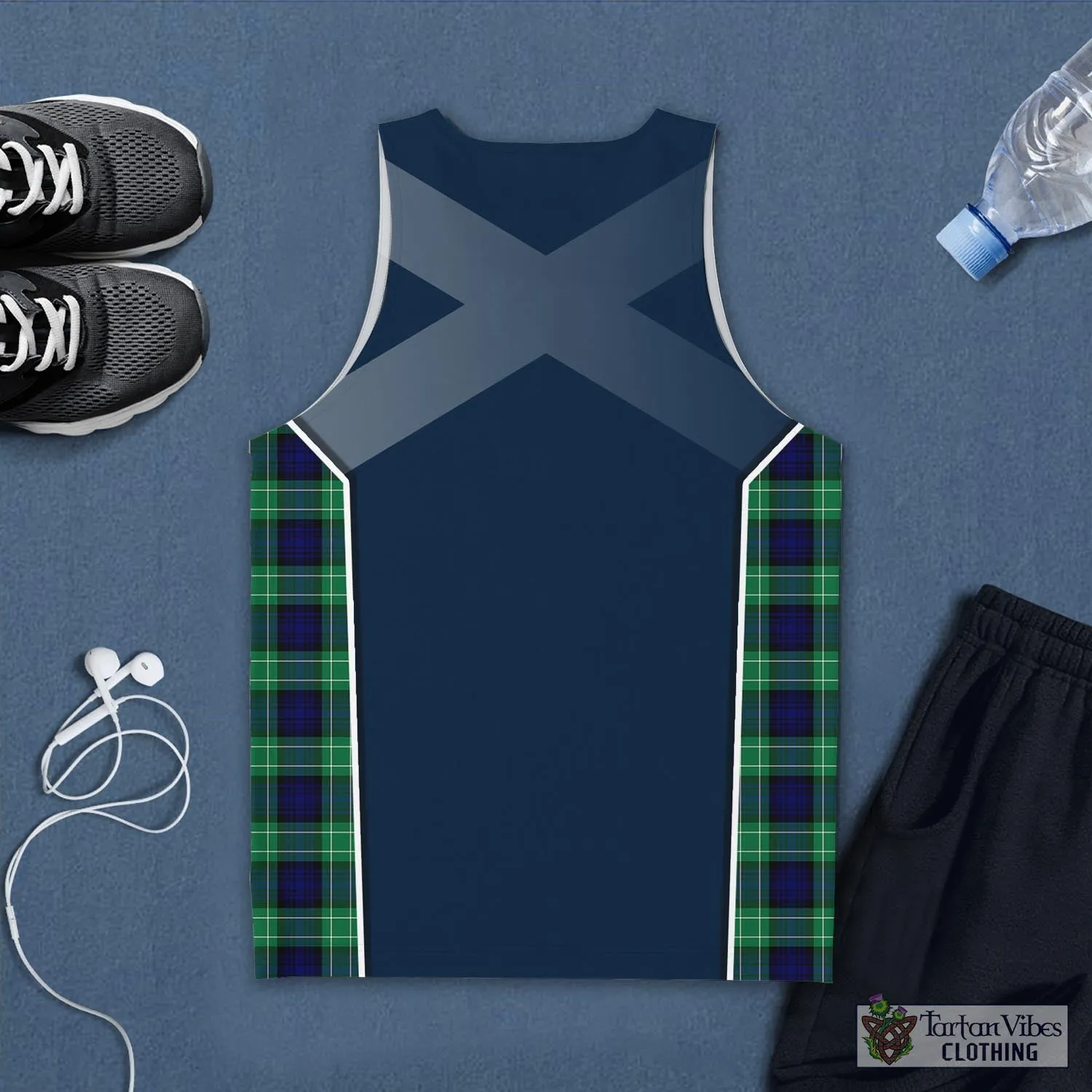 Abercrombie Tartan Men's Tanks Top with Family Crest and Scottish Thistle Vibes Sport Style