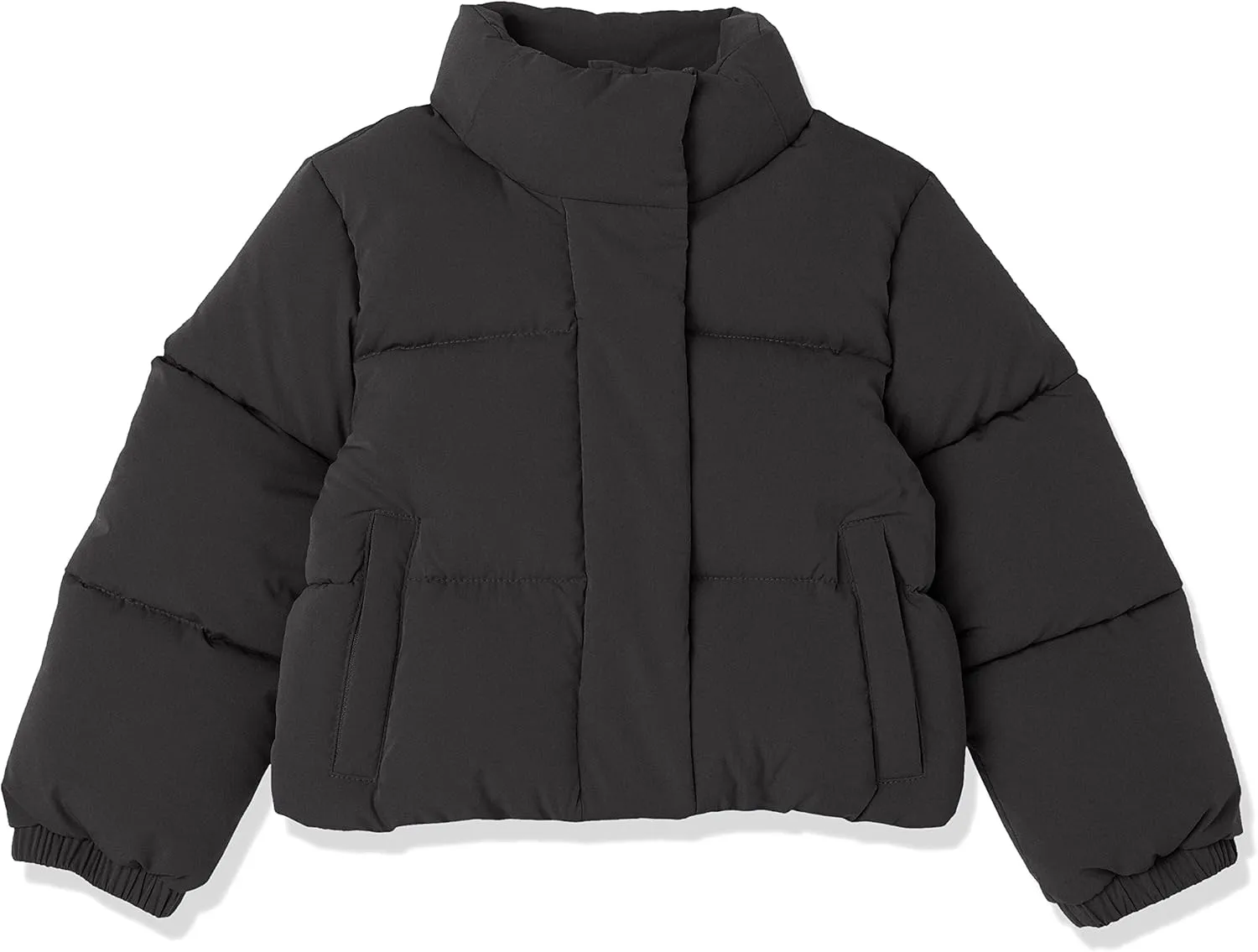Amazon Essentials Girls and Toddlers' Cropped Full-Zip Puffer Jacket (Quilted Matte or Sherpa Fleece)