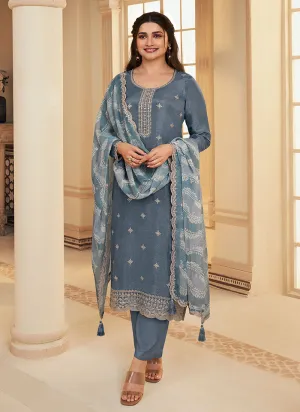 Blue Meenakari Embroidery Silk Salwar Kameez Suit