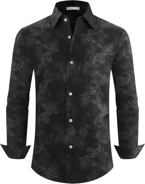 BOJIN Men's Dress Wrinkle-Free Stretch Long Sleeve Wedding Dating Business Casual Button Down Shirts with Pocket