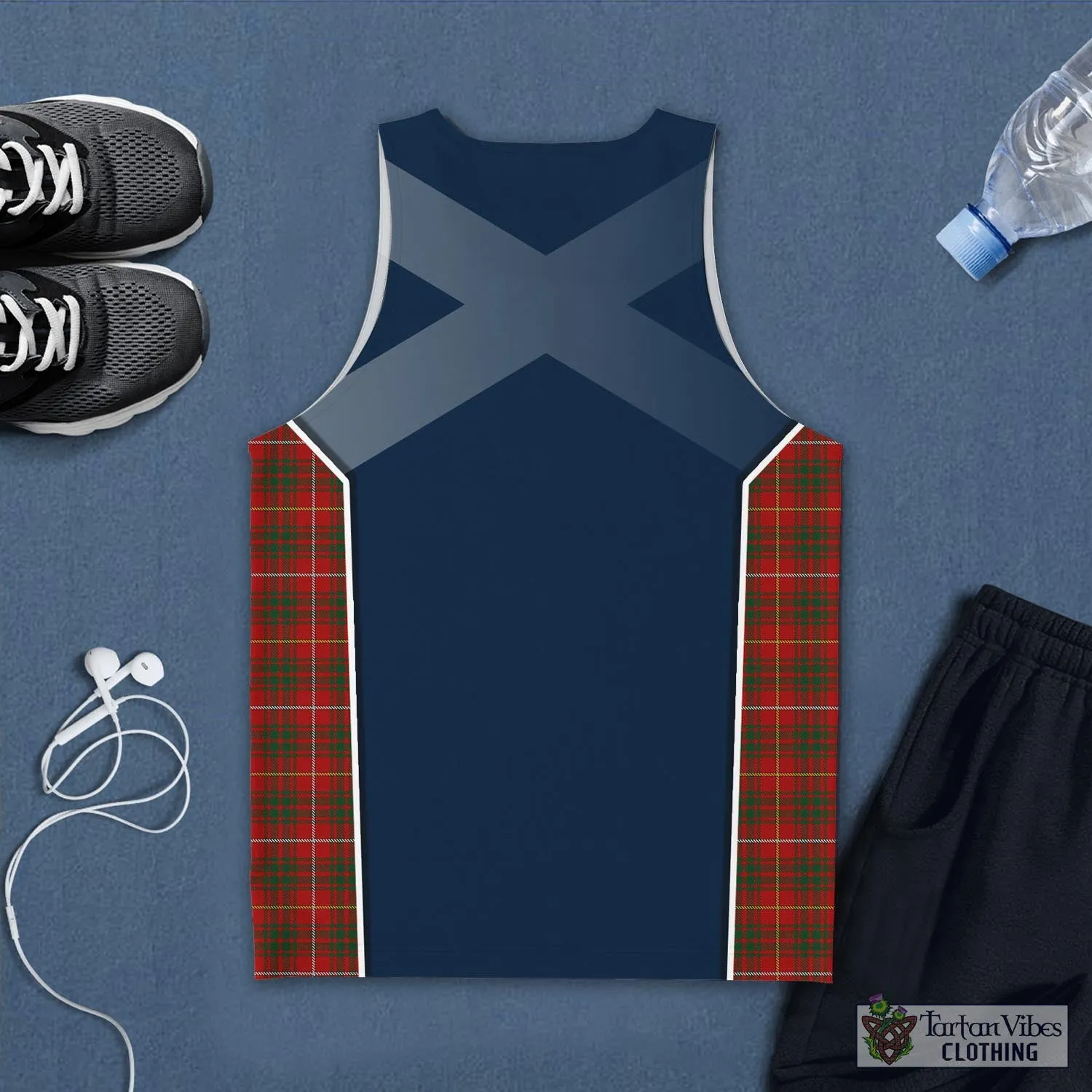 Bruce Tartan Men's Tanks Top with Family Crest and Scottish Thistle Vibes Sport Style