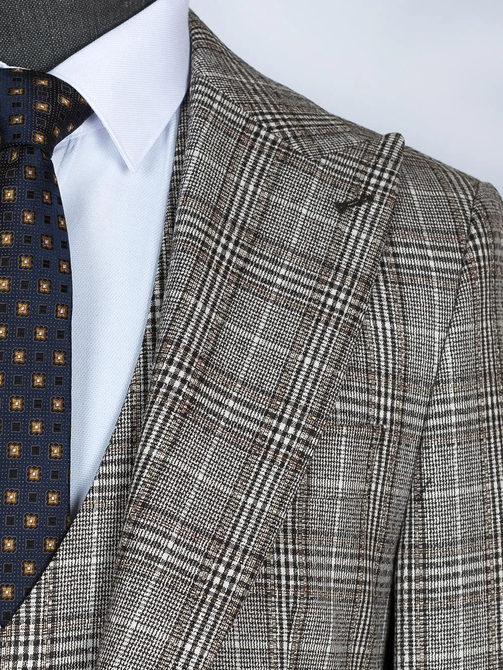 Coffee Checked Bespoke Men Suit Tailored