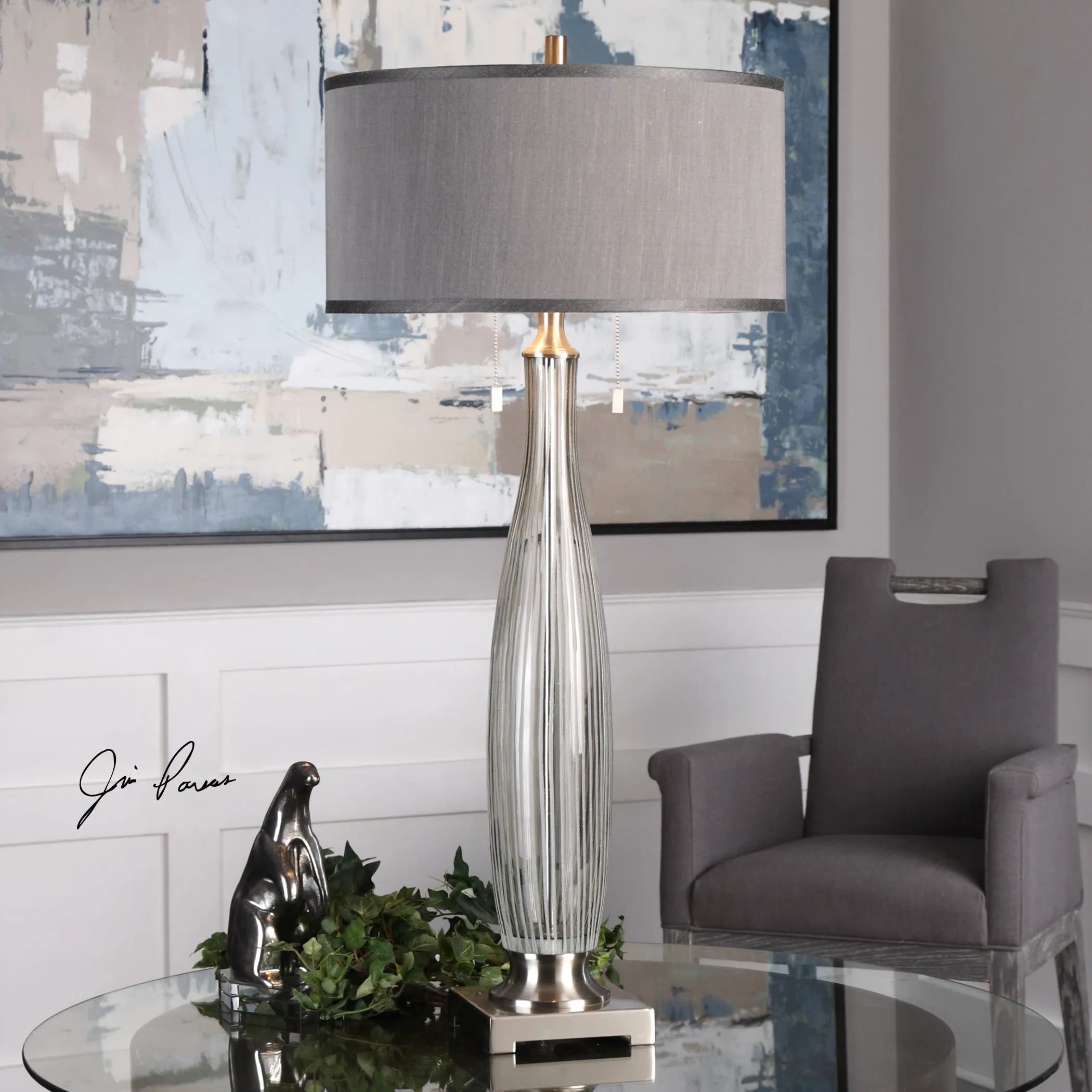 Coloma Gray Glass Table Lamp