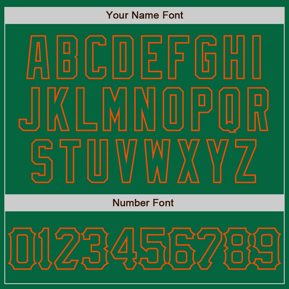 Custom Kelly Green Orange 3D Pattern Design Abstract Network Authentic Baseball Jersey