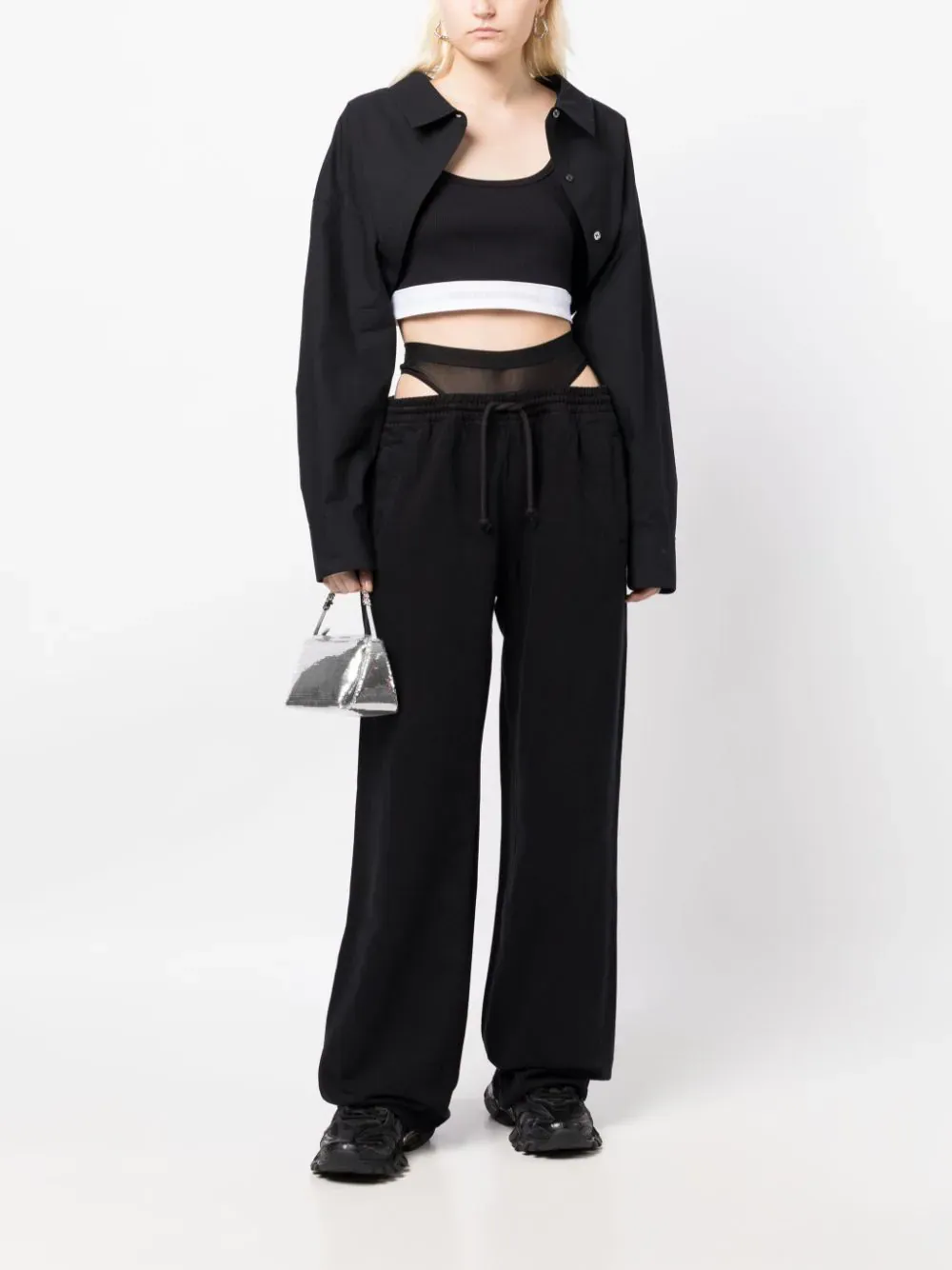 Denim Track Pant Black Mesh