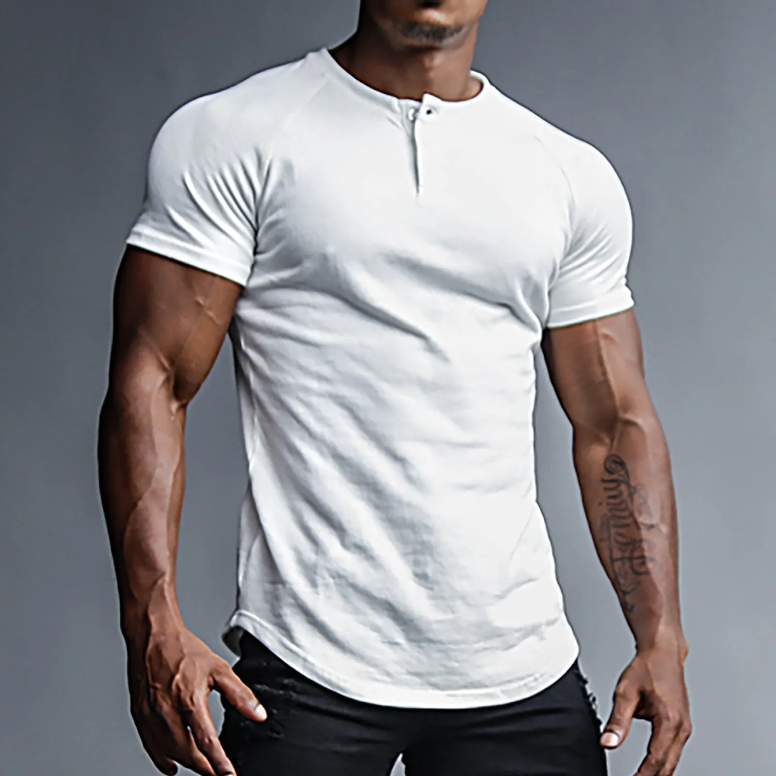 DOUBLE SIDED MILK FLEECE HENLY NECK RAGLAN TEE
