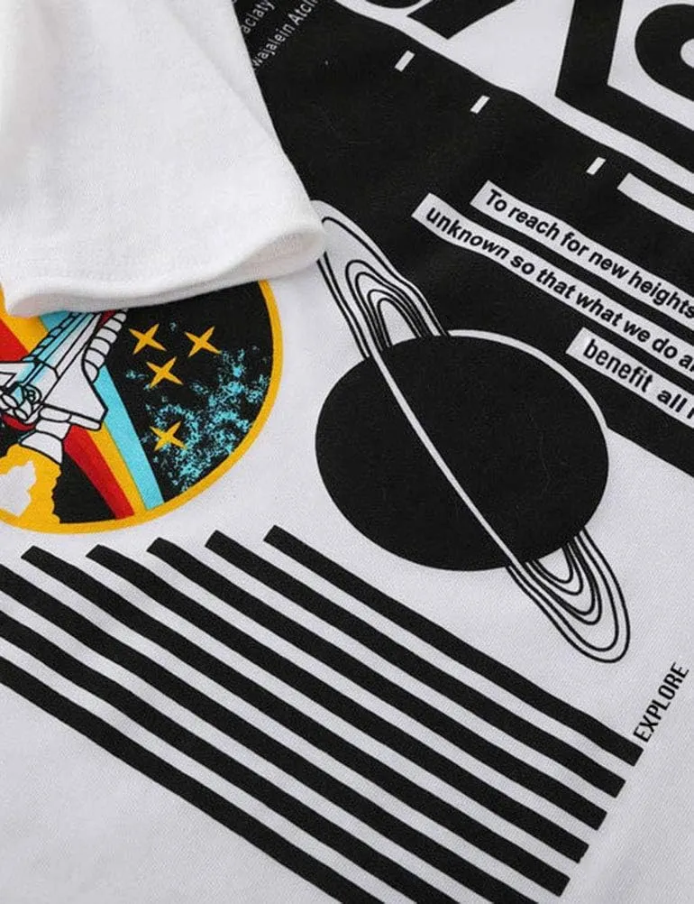 Ezcosplay Crew Neck Long Sleeve NASA T-Shirt Letter Printed Shirt Graphic Tee Tops for Women
