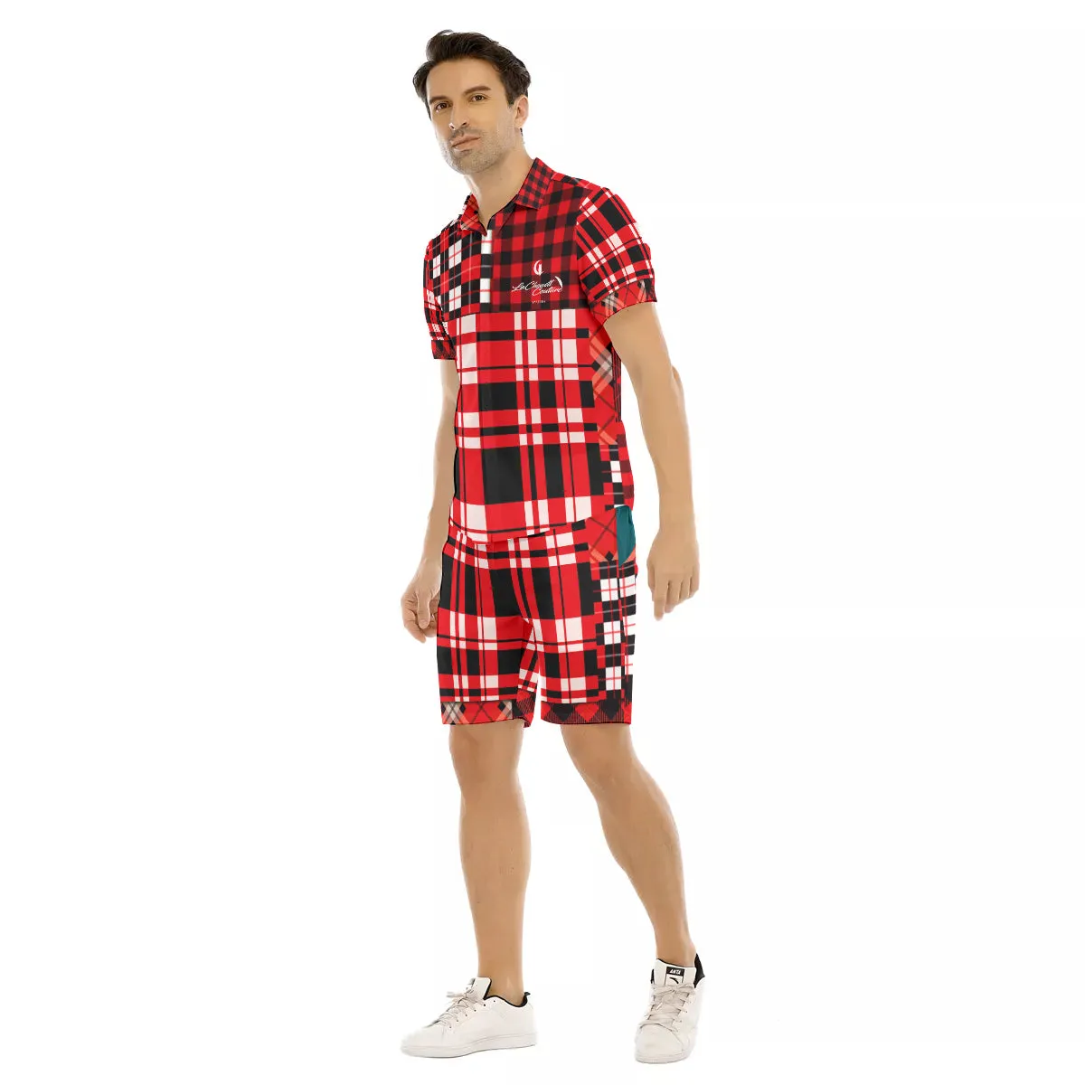 FLEXIN PLAID RED Men's Short Sleeve Shirt Sets