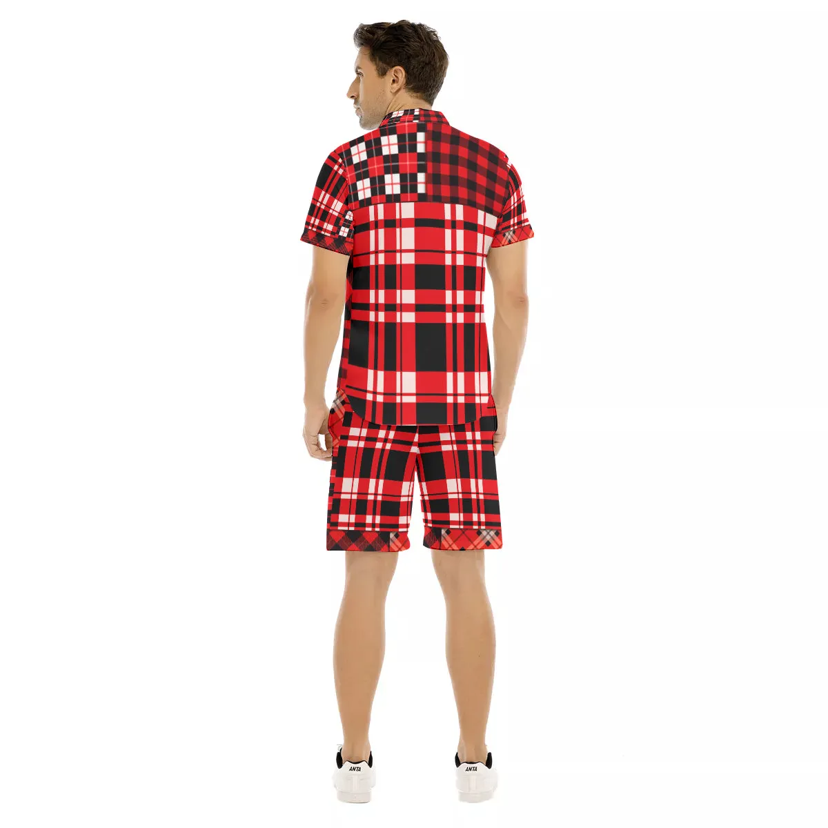 FLEXIN PLAID RED Men's Short Sleeve Shirt Sets