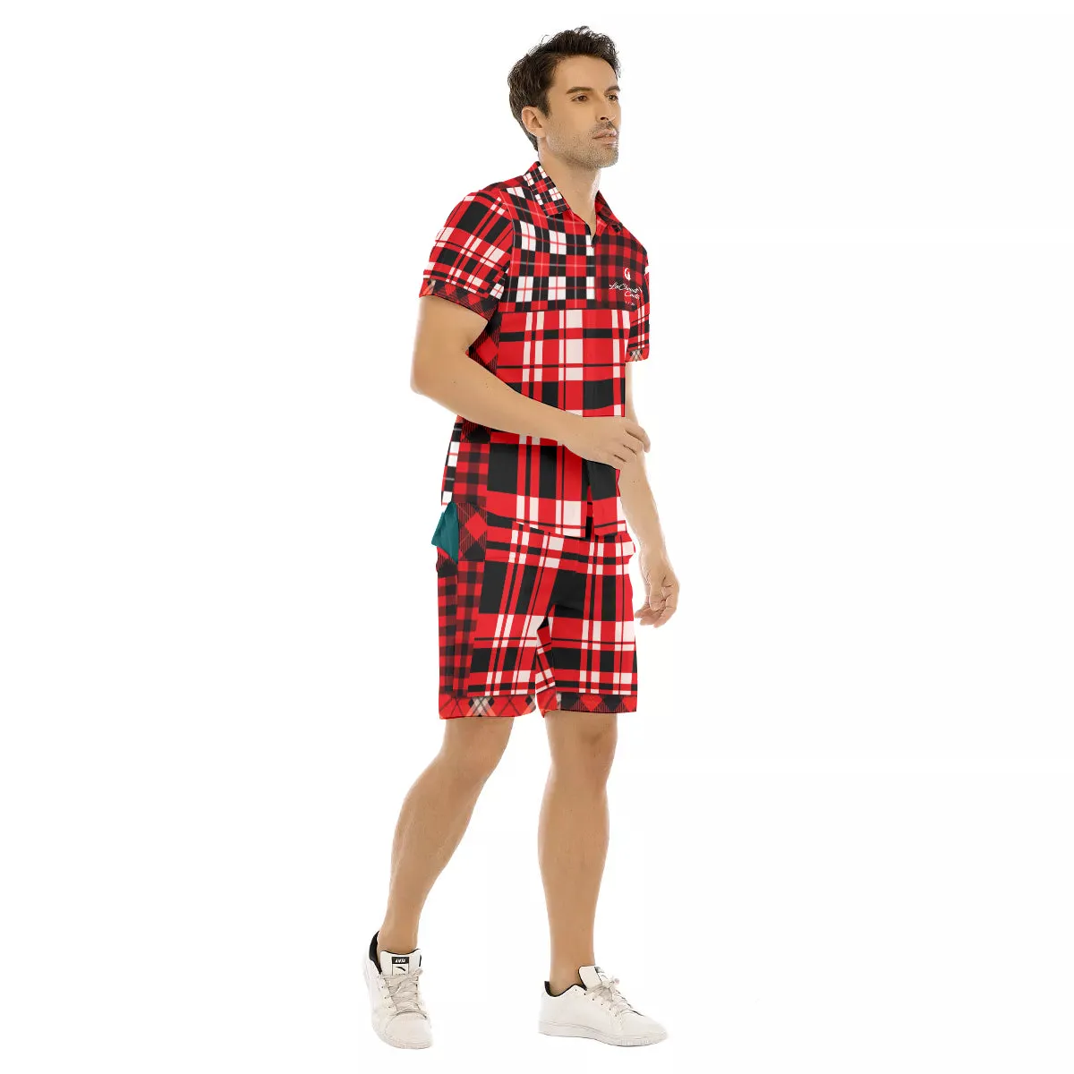 FLEXIN PLAID RED Men's Short Sleeve Shirt Sets