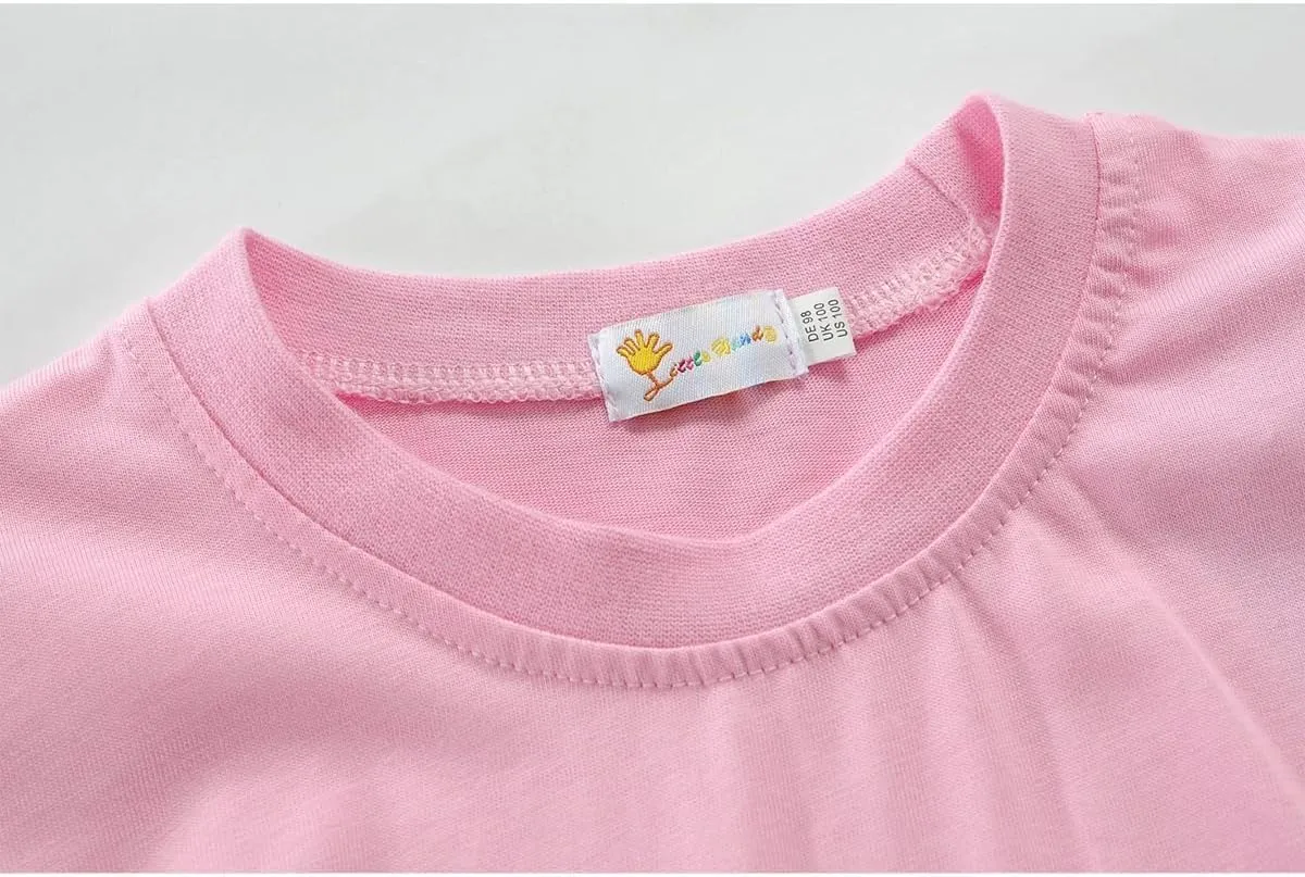 Girls Ruffle Long Sleeve Shirts Soft Crewneck Cute Butterfly Shirt Wild Like My Curls T-Shirts Pink Cotton Tee 2-7 Years