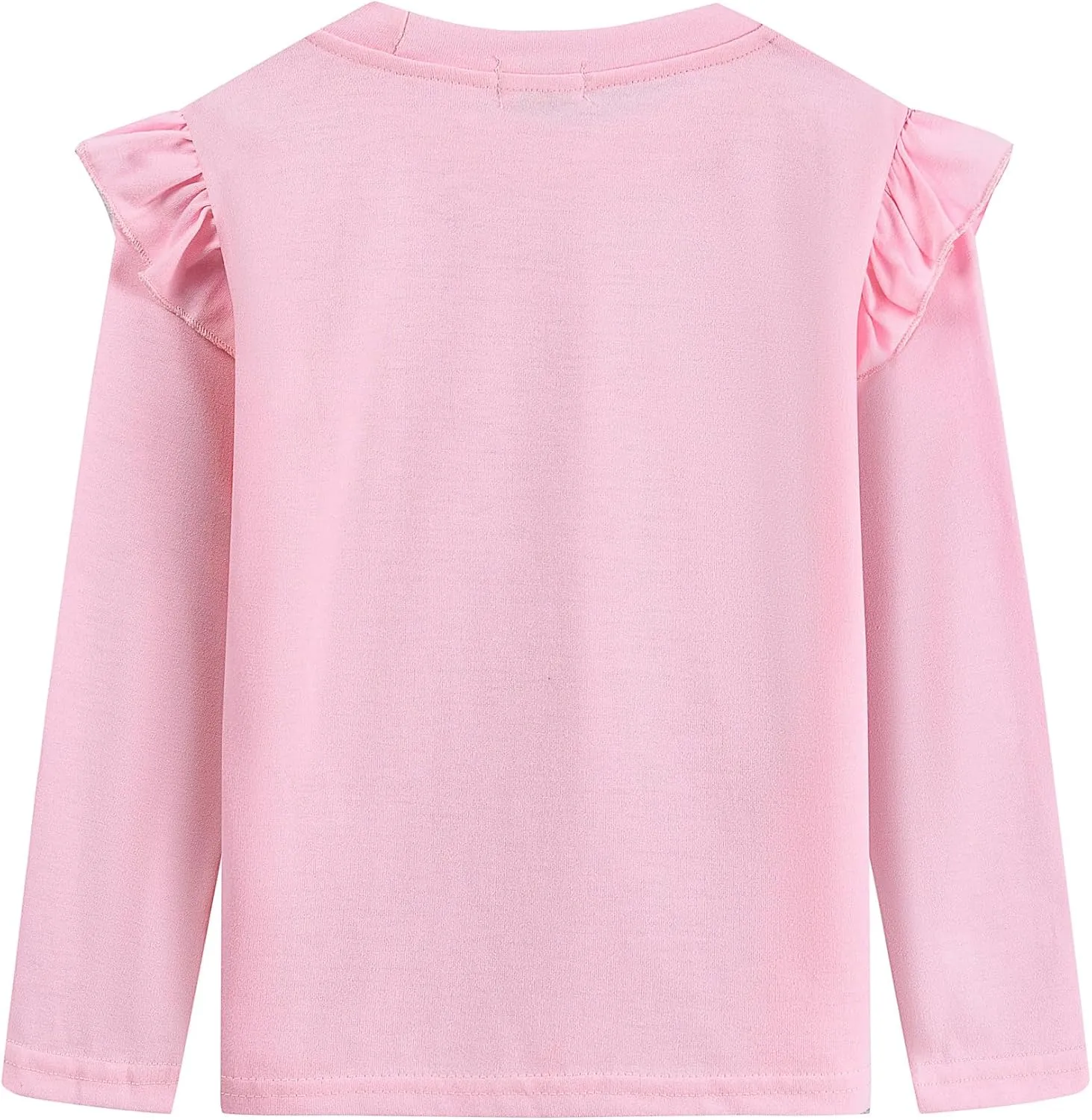 Girls Ruffle Long Sleeve Shirts Soft Crewneck Cute Butterfly Shirt Wild Like My Curls T-Shirts Pink Cotton Tee 2-7 Years
