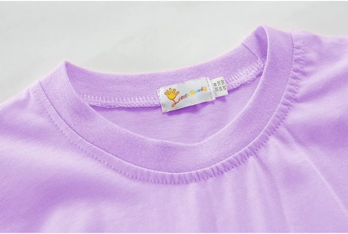 Girls Ruffle Long Sleeve Shirts Soft Crewneck Cute Butterfly Shirt Wild Like My Curls T-Shirts Pink Cotton Tee 2-7 Years