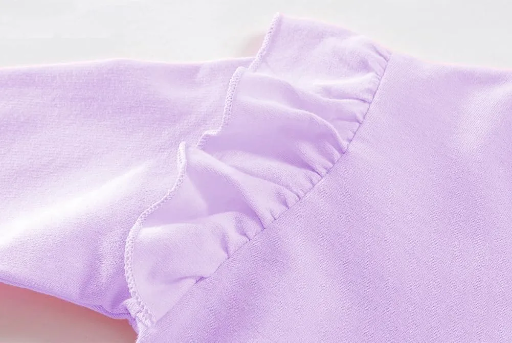 Girls Ruffle Long Sleeve Shirts Soft Crewneck Cute Butterfly Shirt Wild Like My Curls T-Shirts Pink Cotton Tee 2-7 Years