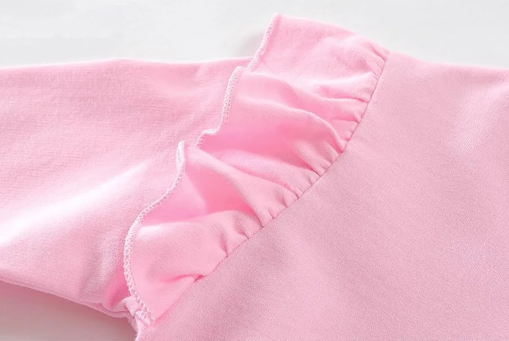 Girls Ruffle Long Sleeve Shirts Soft Crewneck Cute Butterfly Shirt Wild Like My Curls T-Shirts Pink Cotton Tee 2-7 Years
