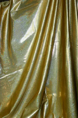 Gold Holographic Dots Spandex Fabric Sample