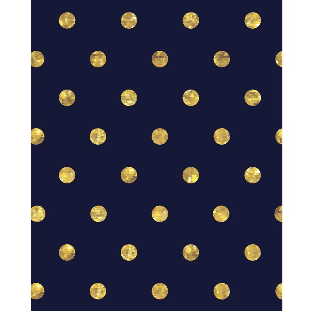 Gold Polka Dots on Navy Blue Printed Backdrop
