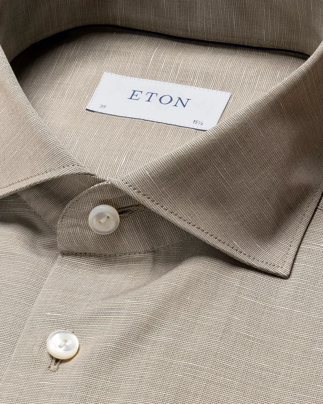 Green Solid Cotton-Linen Slim Fit Shirt - ETON