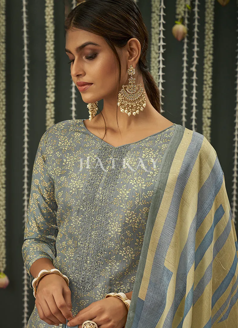Ice Blue Embroidered Pakistani Salwar Kameez