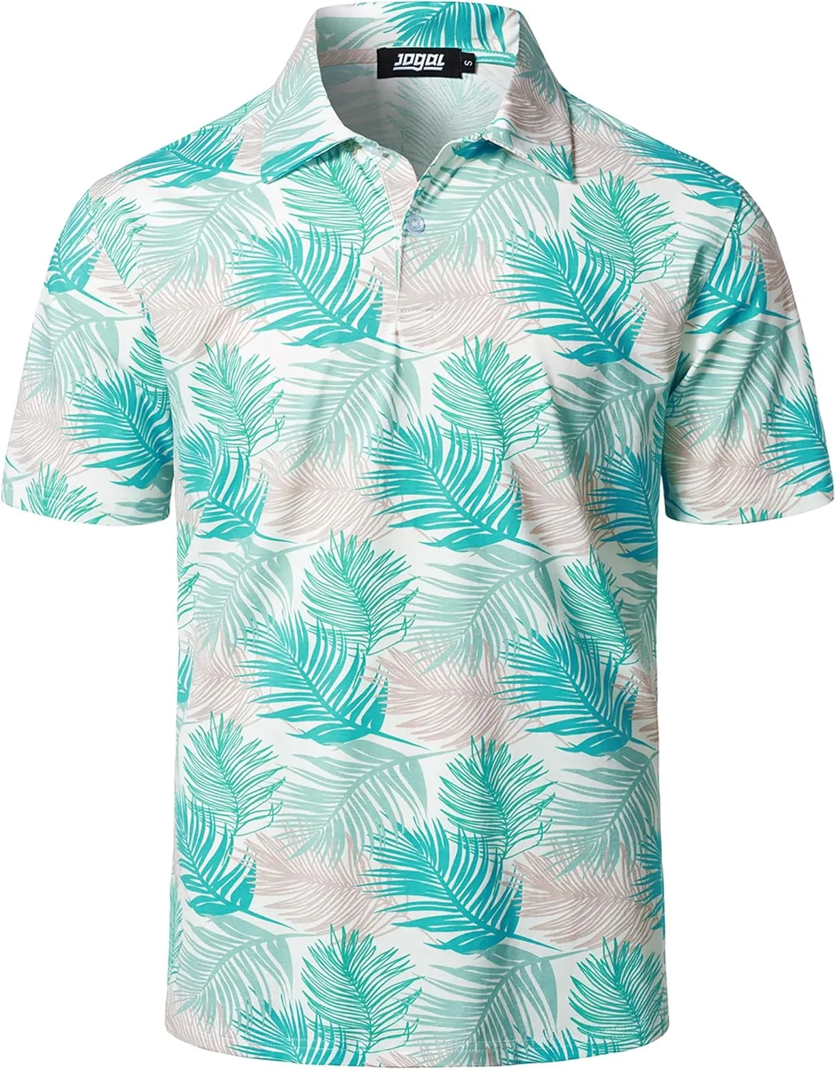 JOGAL Mens Golf Polo Shirts Short Sleeve Dry Fit Performance Moisture Wicking Printed Summer T-Shirt
