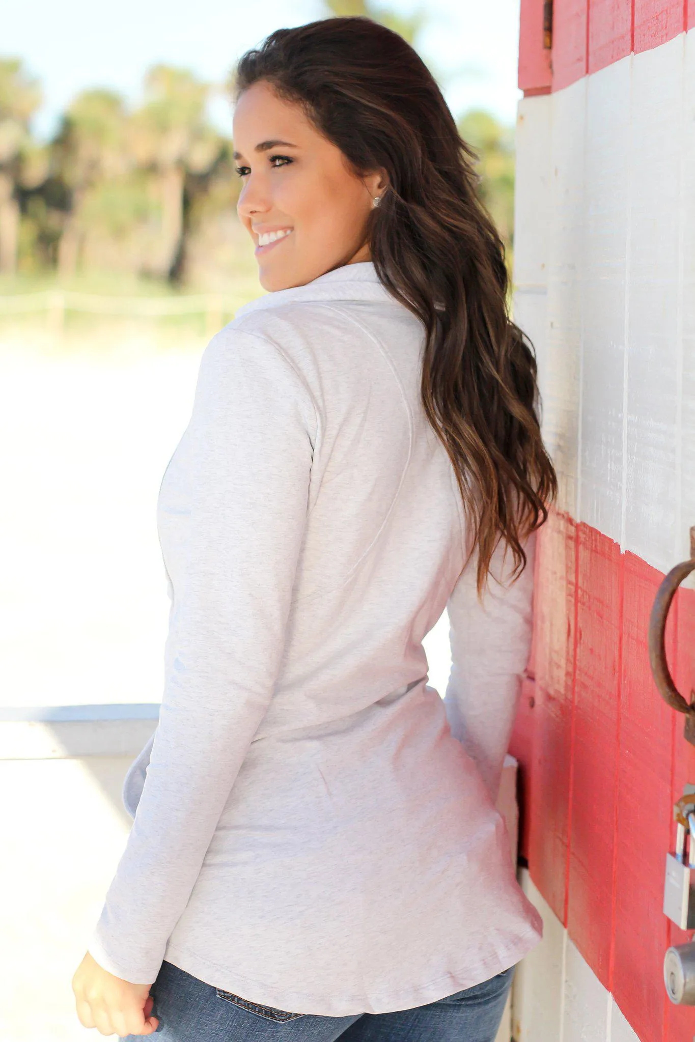 Light Gray Jacket with Side Zipper