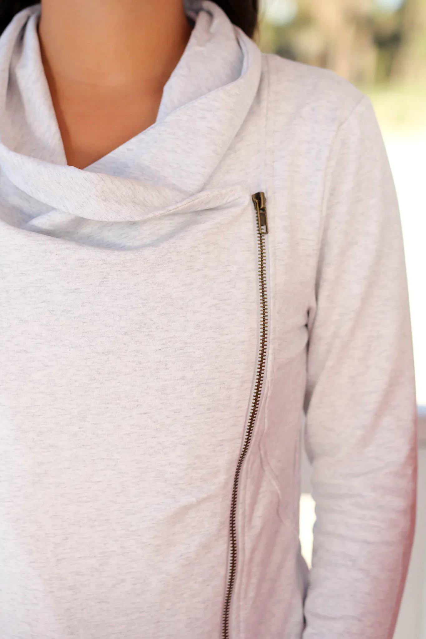 Light Gray Jacket with Side Zipper