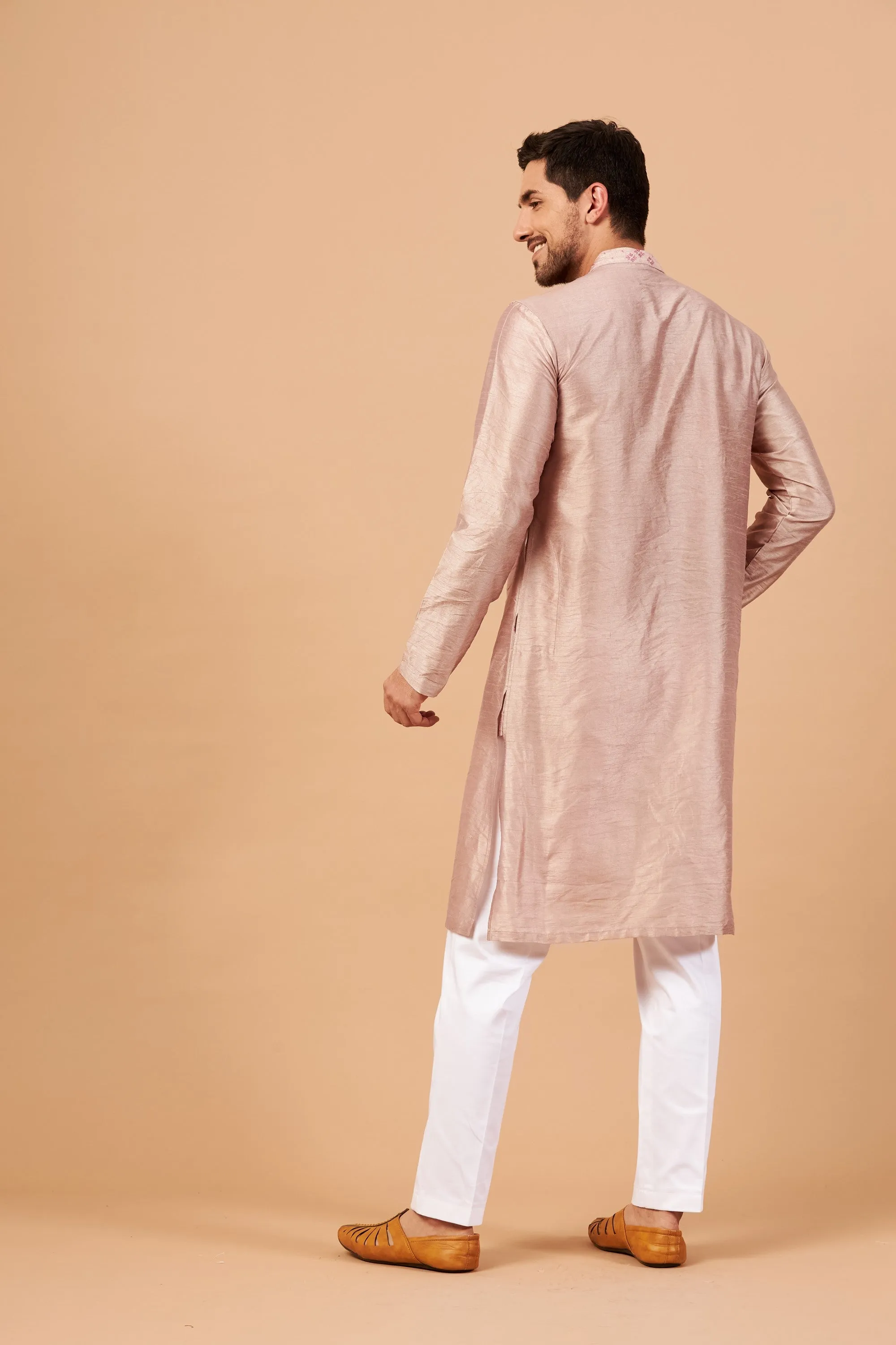 Men's Florne Floral Goemetric Embroidered Kurta With Crop Pants - Hilo Design