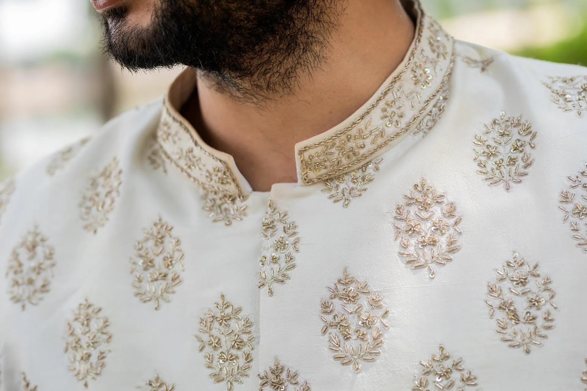 Men's Lysian Sliver Sherwani / Iysian Zardozi Sherwani / Iysian Emboridered Sherwani Set - Hilo Design