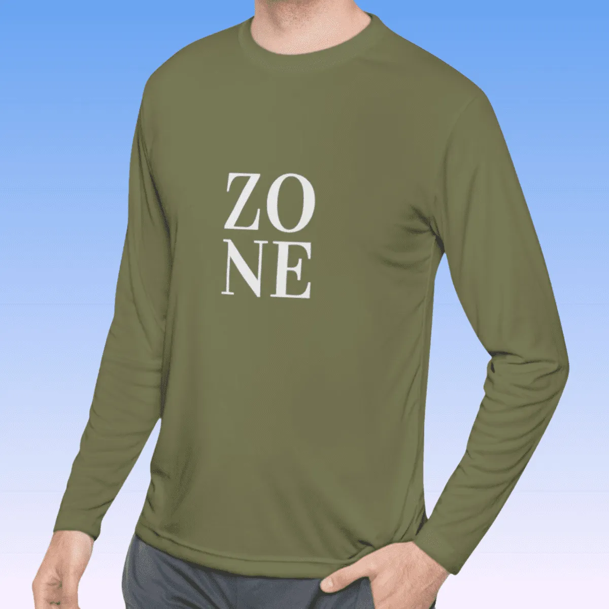 Men's Zone White Long Sleeve Moisture-Wicking Tee