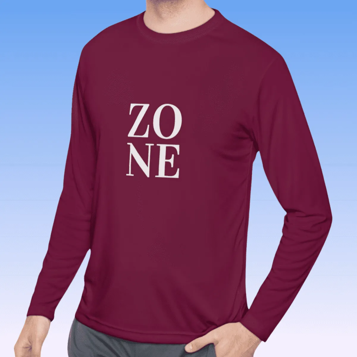 Men's Zone White Long Sleeve Moisture-Wicking Tee