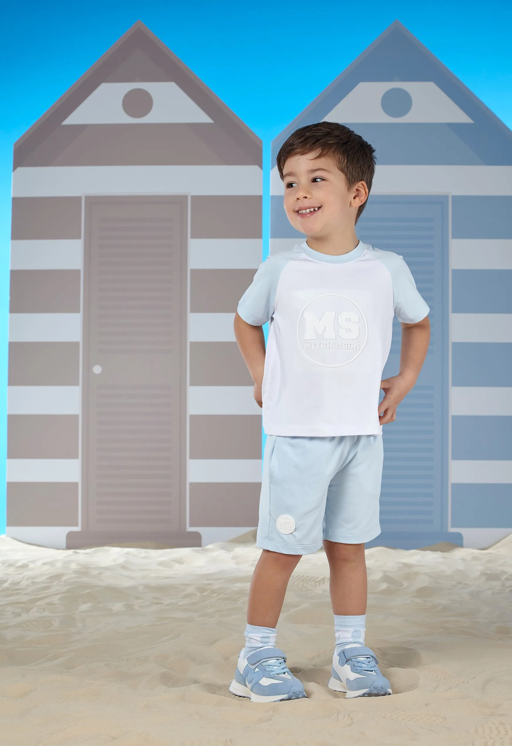 Mitch & Son - 2 piece shorts set, sand and sky blue, Tyrone