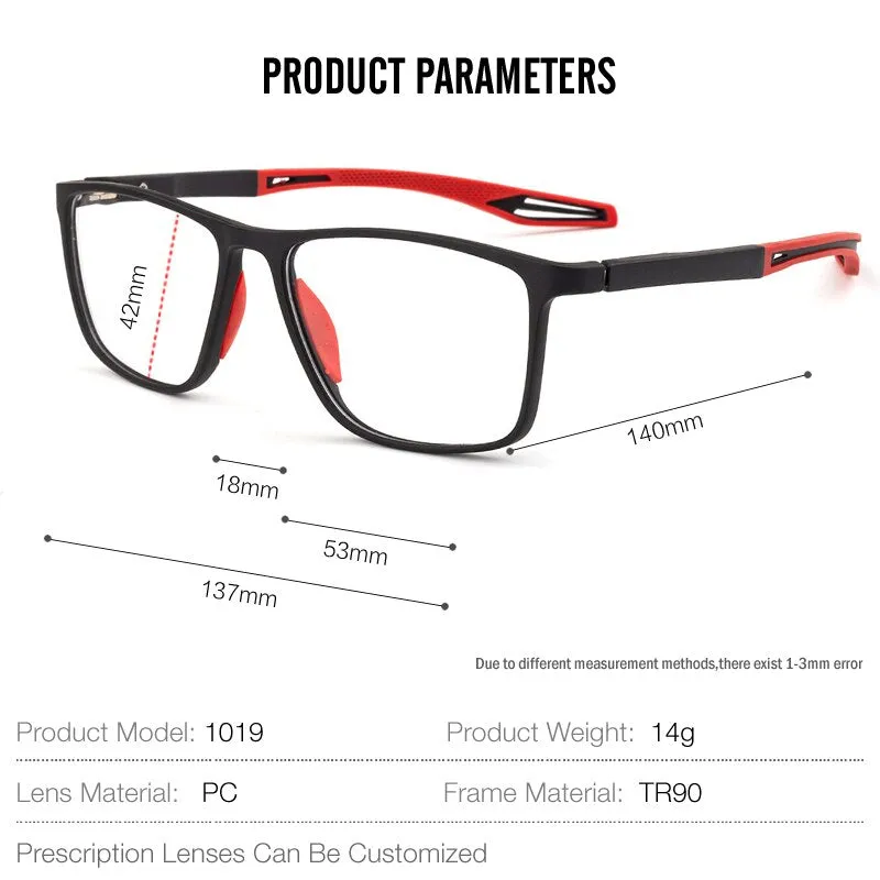 Muzz Unisex Full Rim Square Tr 90Titanium Sport Eyeglasses 1019