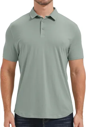 netdraw Mens Lightweight Bamboo Viscose Polo Ultra Soft Curved Hem UPF 50  Casual Collared Golf Shirt