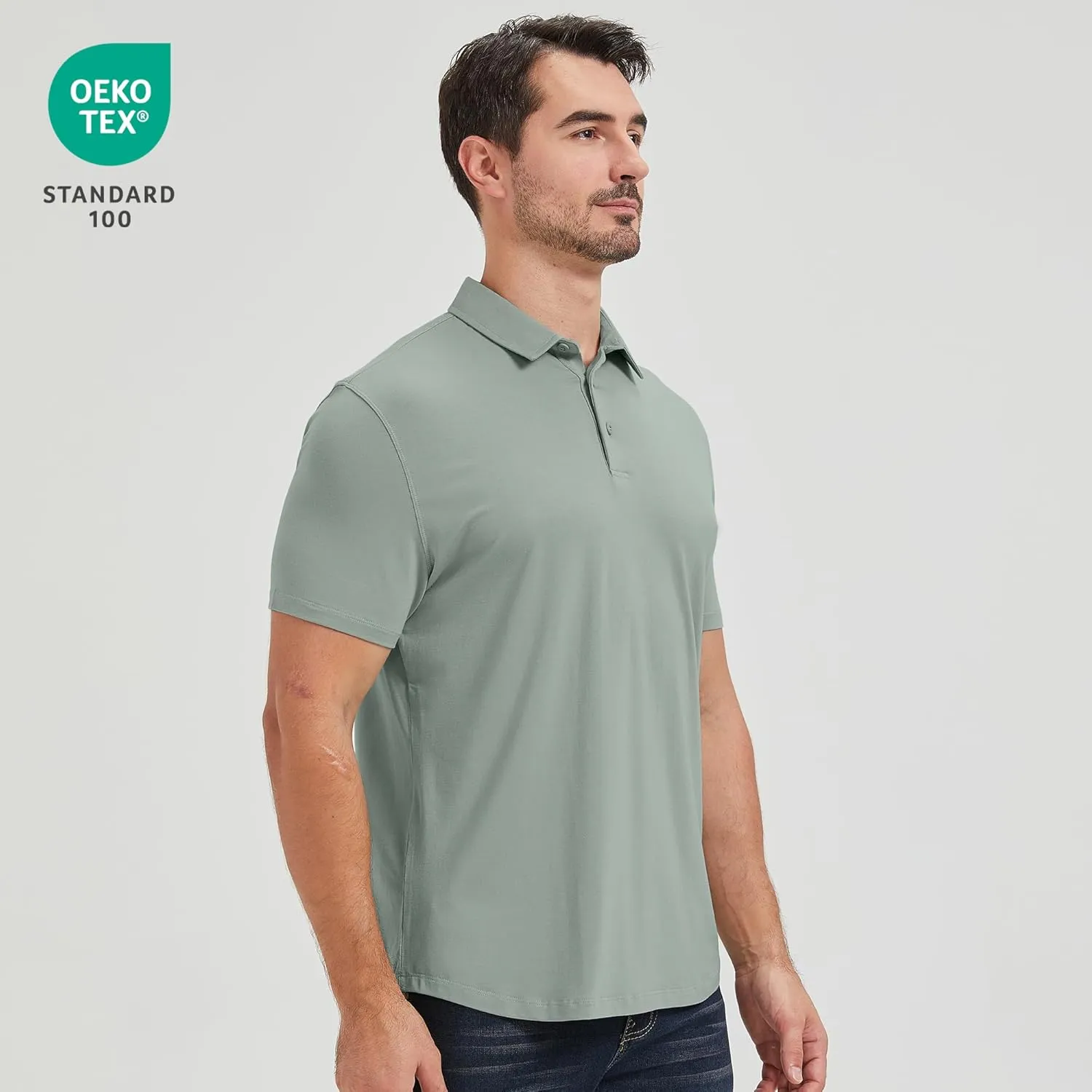 netdraw Mens Lightweight Bamboo Viscose Polo Ultra Soft Curved Hem UPF 50  Casual Collared Golf Shirt