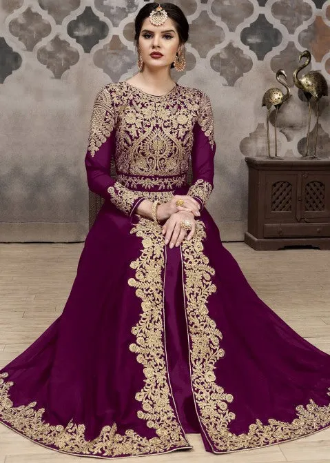 Plum Purple Golden Afghan Dress