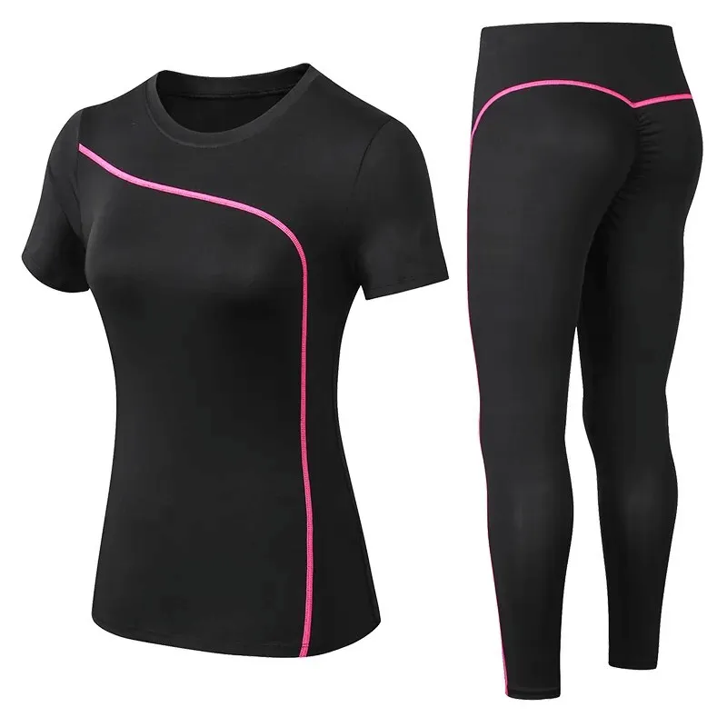 Quick-drying Elastic Women's Set of Leggings and T-shirt - SF1729