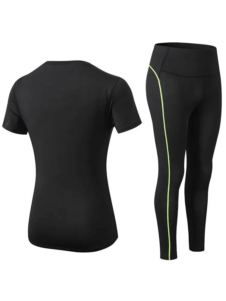 Quick-drying Elastic Women's Set of Leggings and T-shirt - SF1729