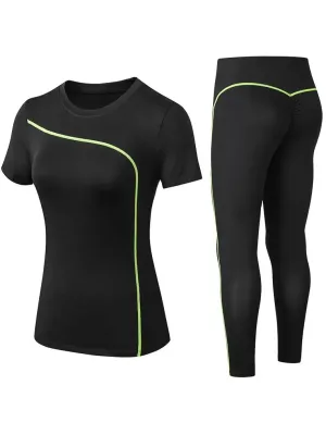 Quick-drying Elastic Women's Set of Leggings and T-shirt - SF1729