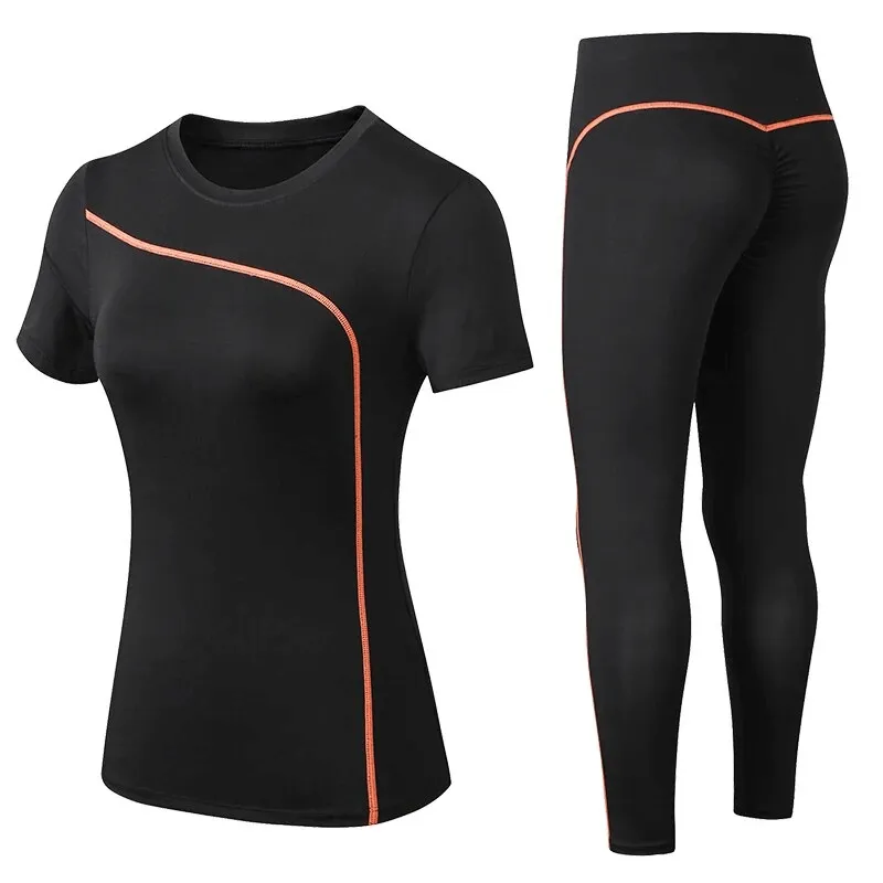 Quick-drying Elastic Women's Set of Leggings and T-shirt - SF1729