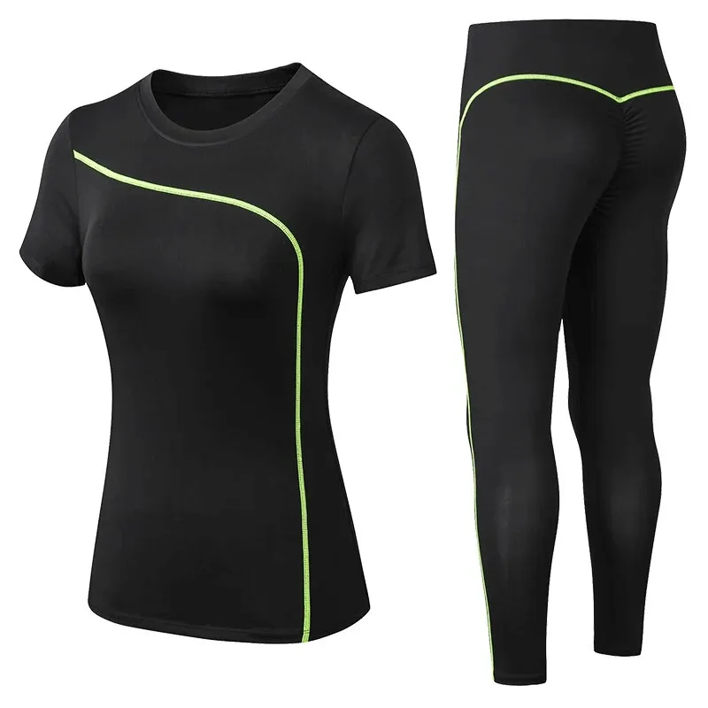 Quick-drying Elastic Women's Set of Leggings and T-shirt - SF1729