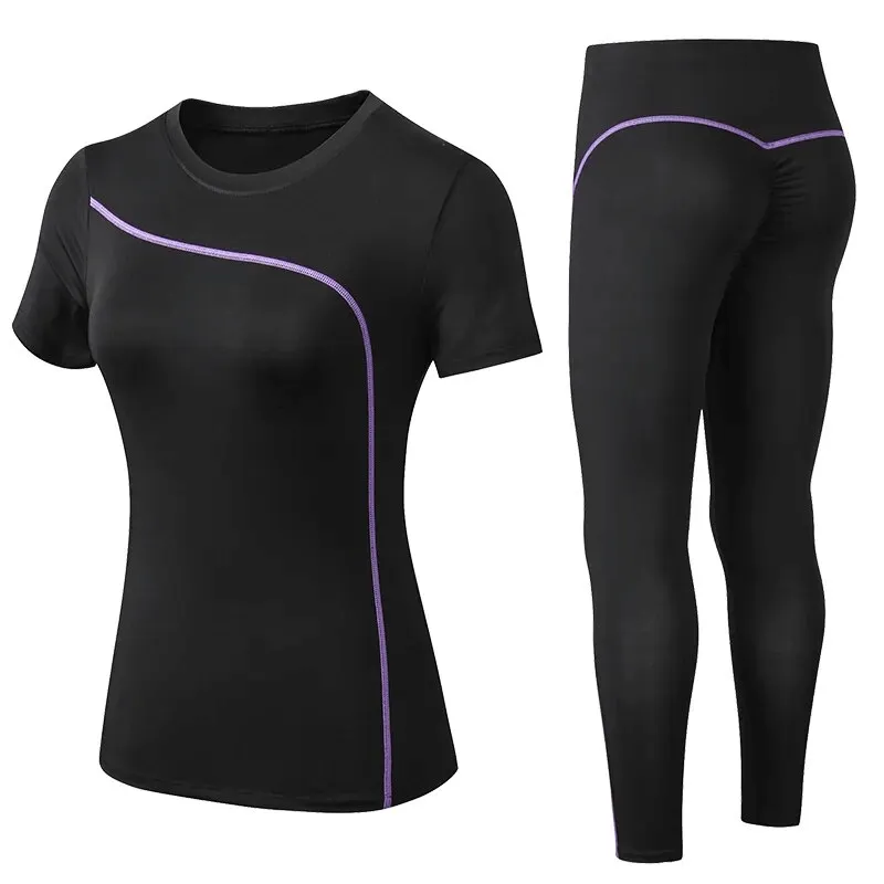 Quick-drying Elastic Women's Set of Leggings and T-shirt - SF1729