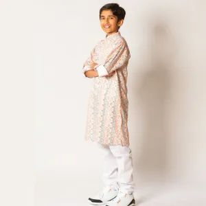 Riaan - Boys Multicolor Geometric Print Kurta Pajama