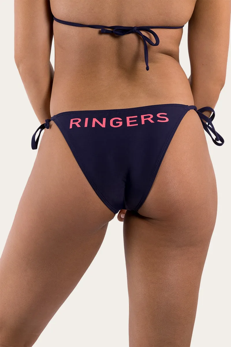 Ringers Womens Brief Tie Side Pant - Dark Navy with Melon Print