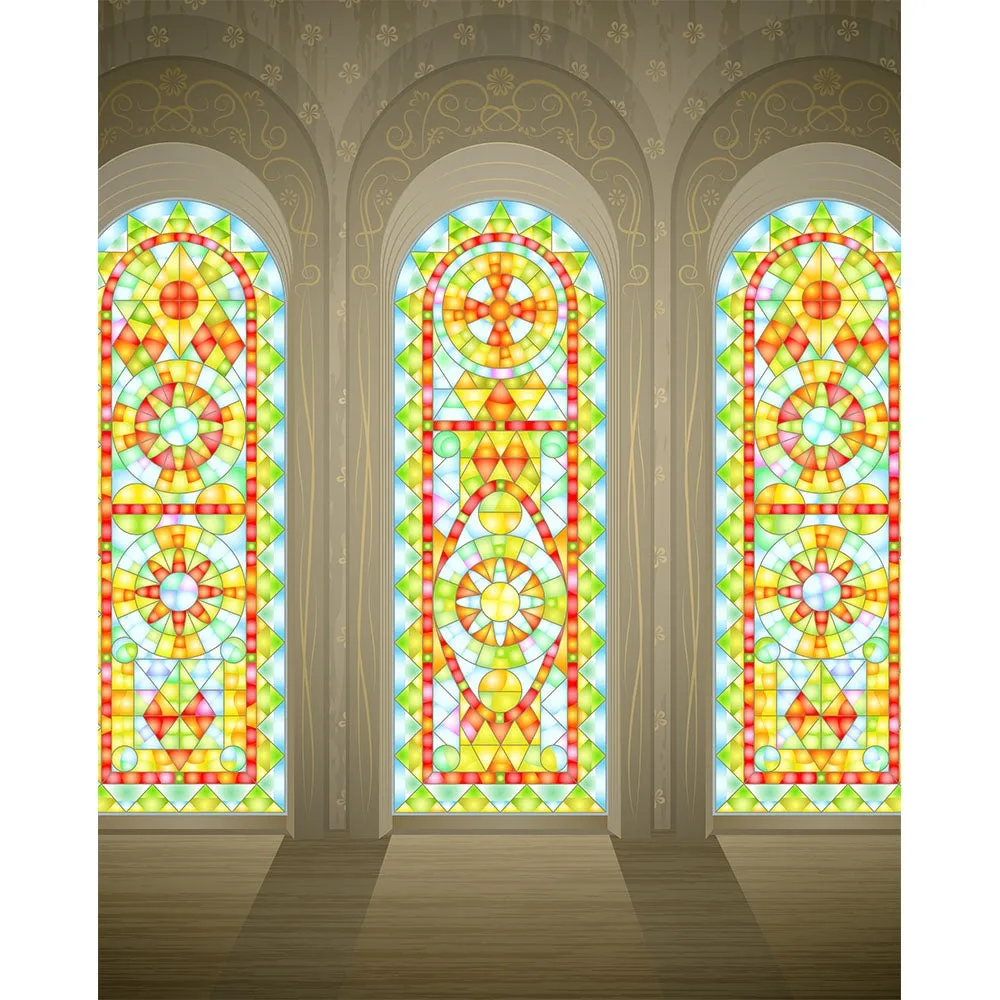 Stain Glass Windows Printed Backdrop