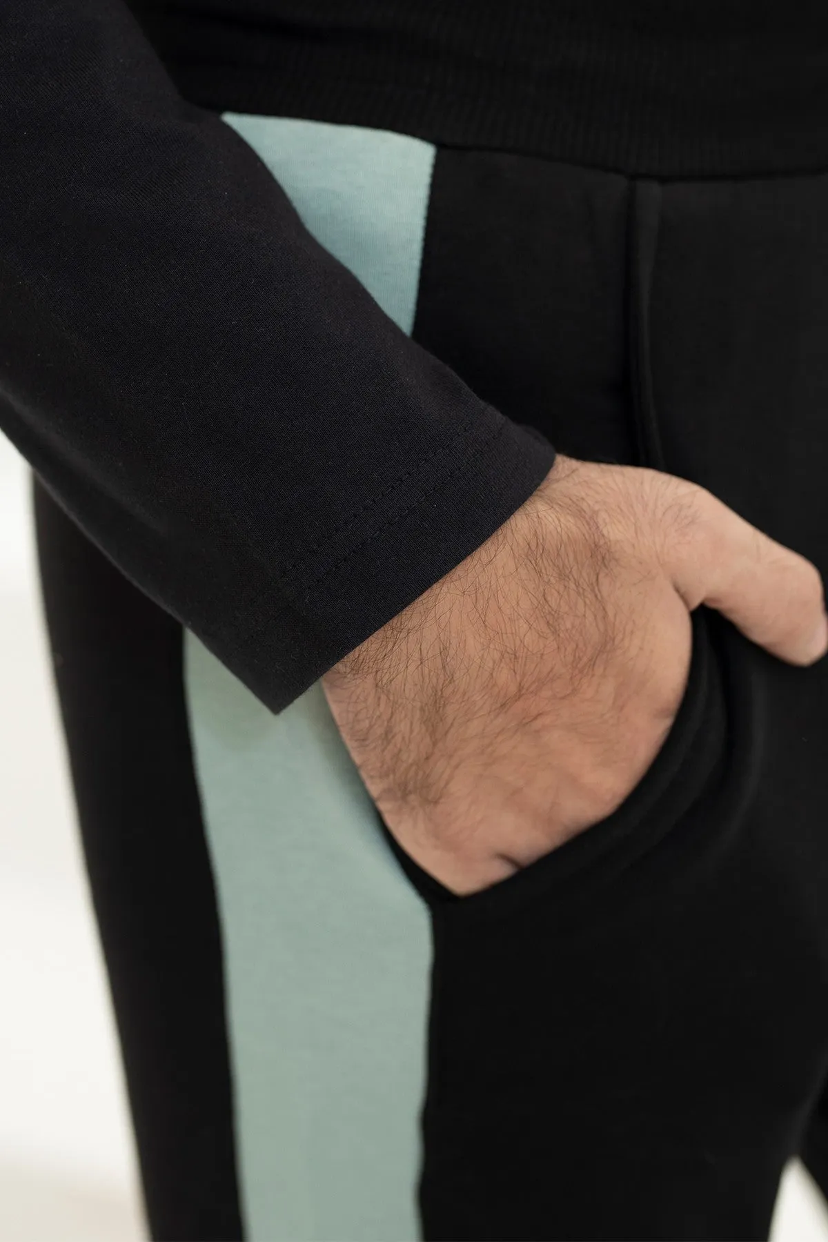 Tea Green Panel Black Trouser - W21 - MTR021R