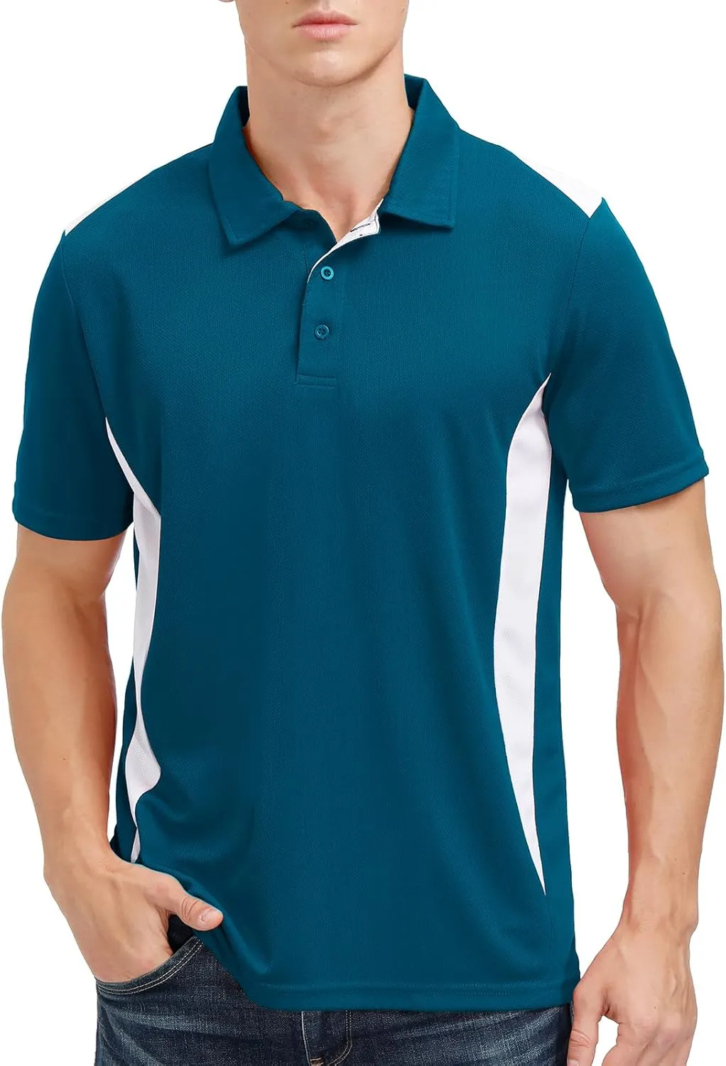 TIHEEN Men's Golf Polo Shirts,Short Sleeve Moisture Wicking Performance Polo Shirts