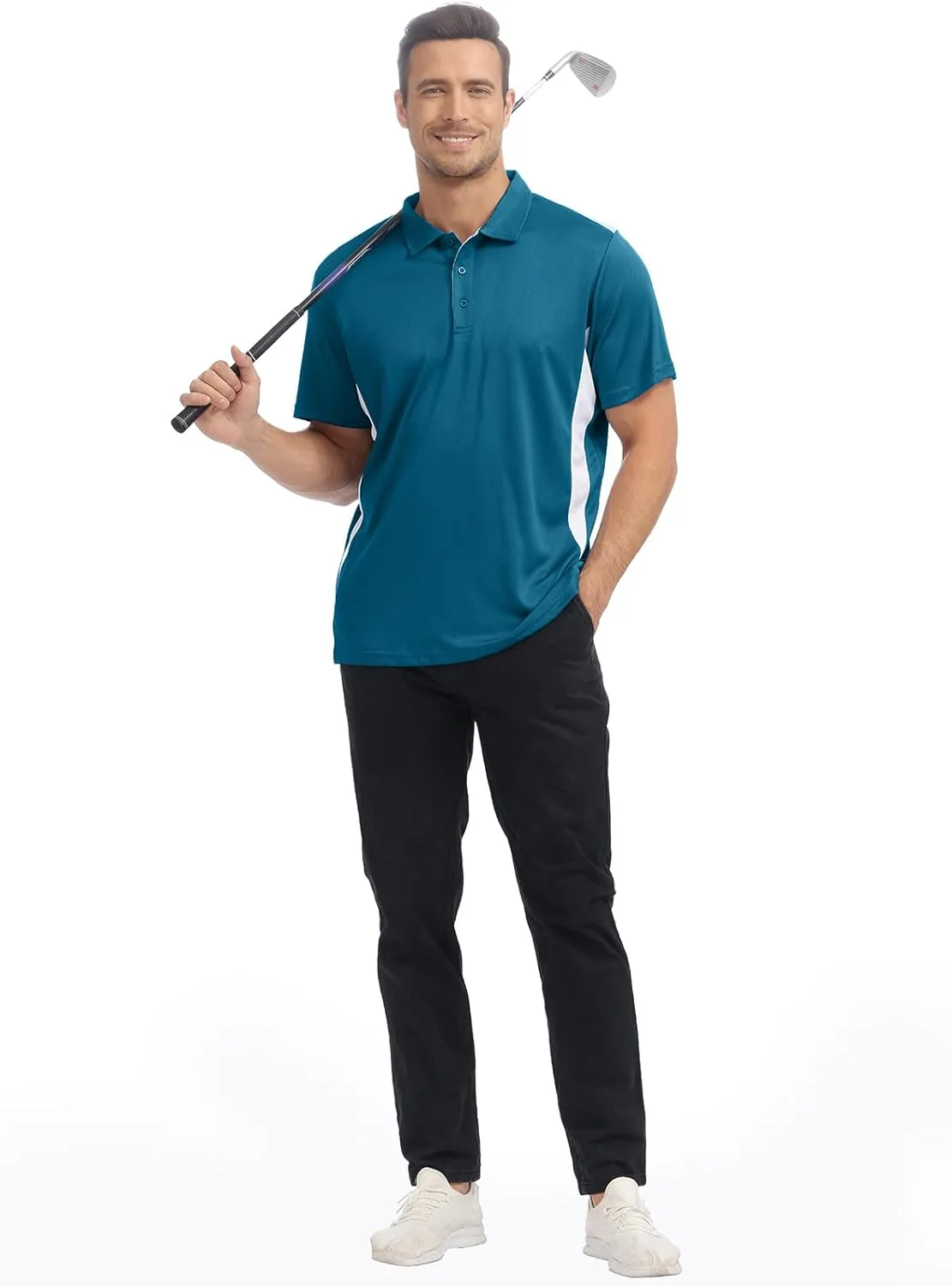 TIHEEN Men's Golf Polo Shirts,Short Sleeve Moisture Wicking Performance Polo Shirts