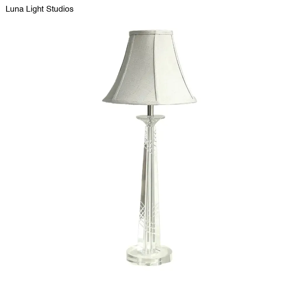 Traditional Crystal Bell Night Light in Light Gray – Living Room Table Lamp