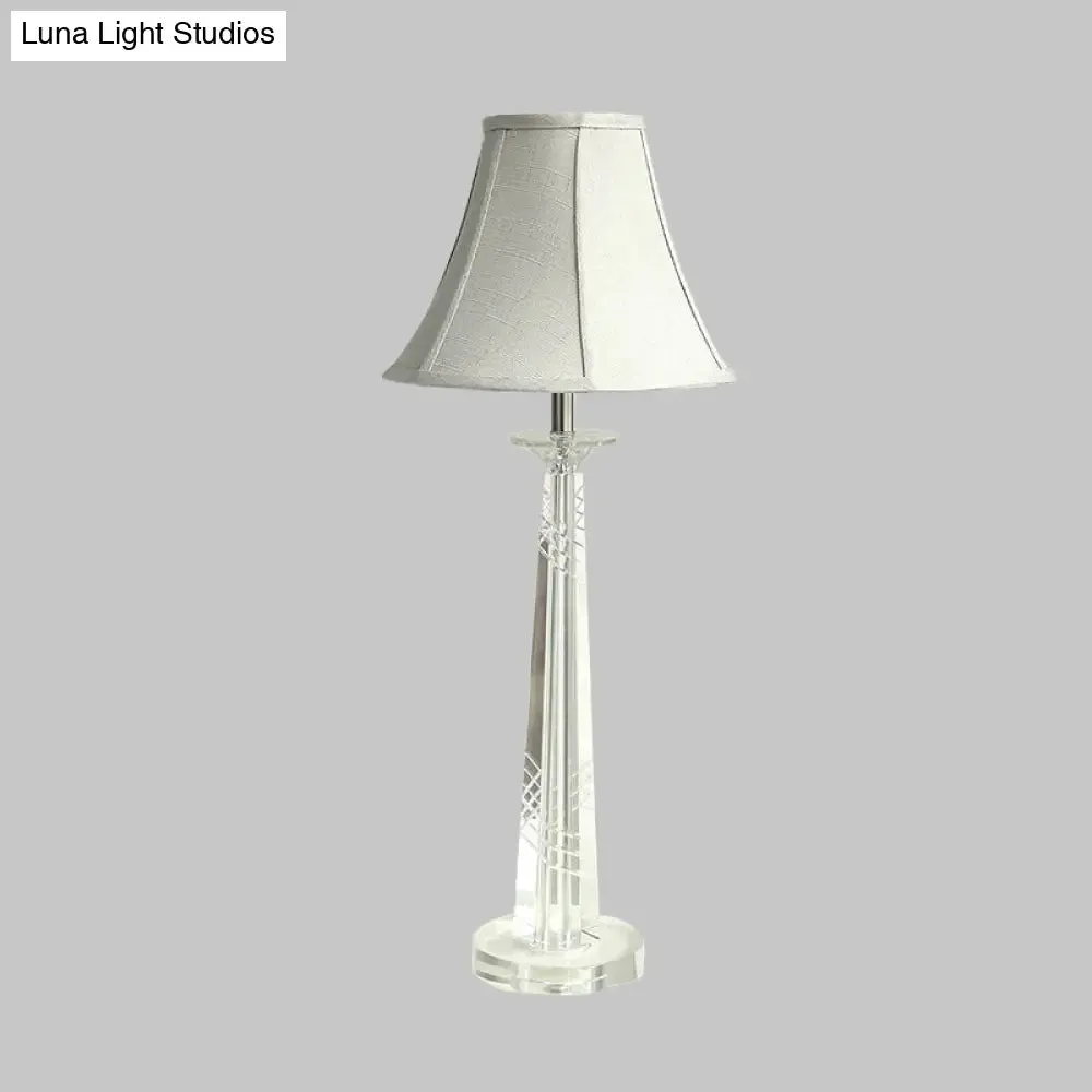 Traditional Crystal Bell Night Light in Light Gray – Living Room Table Lamp