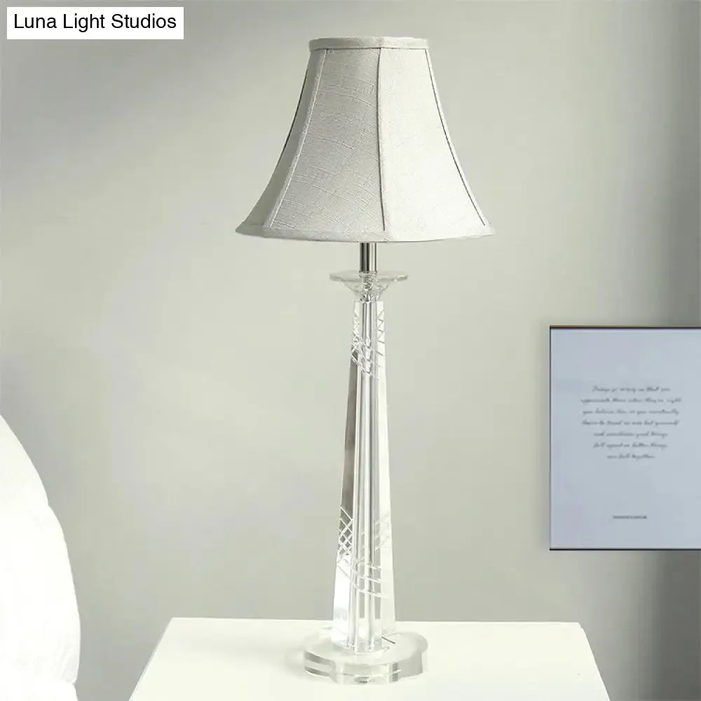 Traditional Crystal Bell Night Light in Light Gray – Living Room Table Lamp